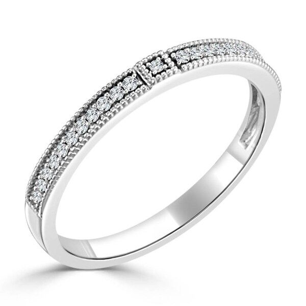 Auriya Petite Ultra-Thin Stackable Milgrain Diamond Ring 0.07ct TDW 10K Gold | Bed Bath & Beyond