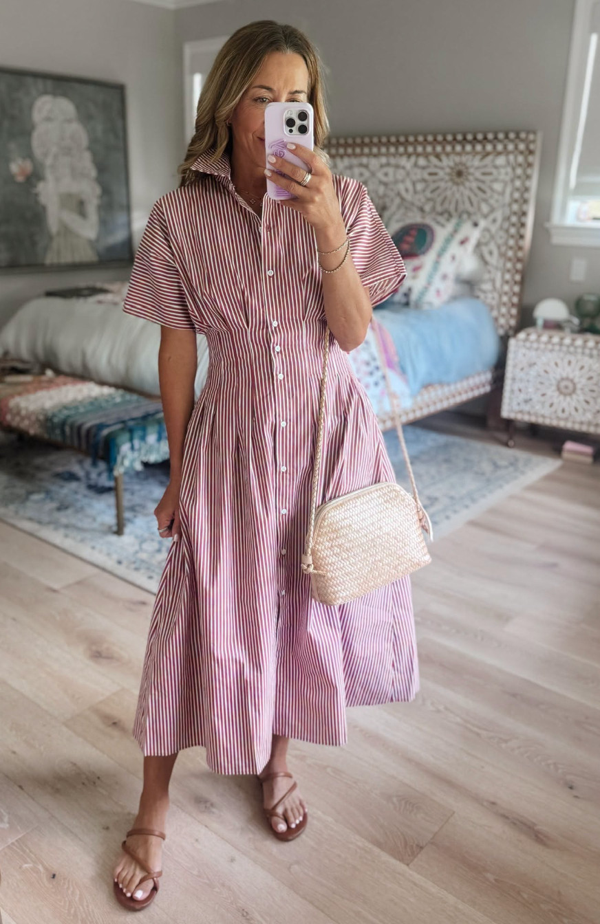 This isn't your average shirt dress. The pleated cinched waist gives the most flattering fit!! 

 #LTKgrwm #LTKootd #LTKmomlife
