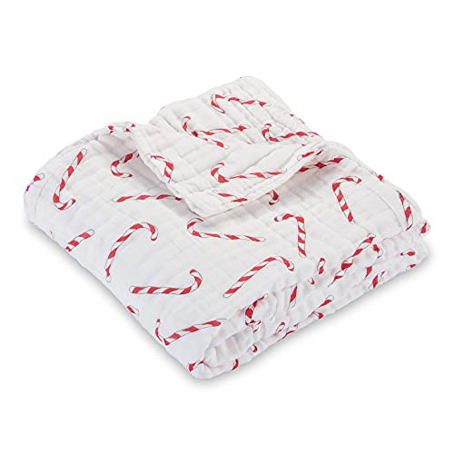 LollyBanks 100% Cotton Muslin Quilt, Large Christmas Candy Cane Throw | Boy, Girl or Gender Neutral Holiday Receiving Blanket for Baby Shower | 6 Soft, Breathable, Lightweight Layers | Amazon (US)