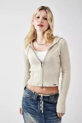 BDG Zip-Through Knit Hoodie | Urban Outfitters (EU)