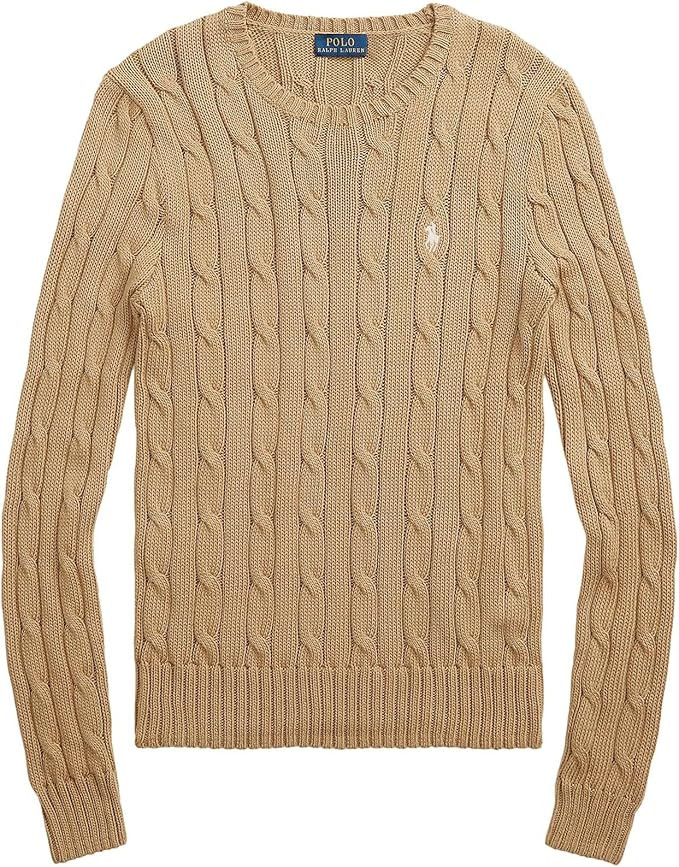 Polo Ralph Lauren Womens Cable Knit V-Neck Sweater | Amazon (US)