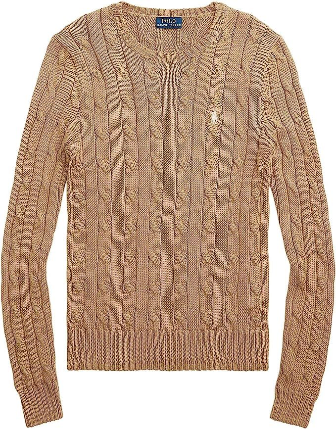Polo Ralph Lauren Womens Cable Knit V-Neck Sweater | Amazon (US)
