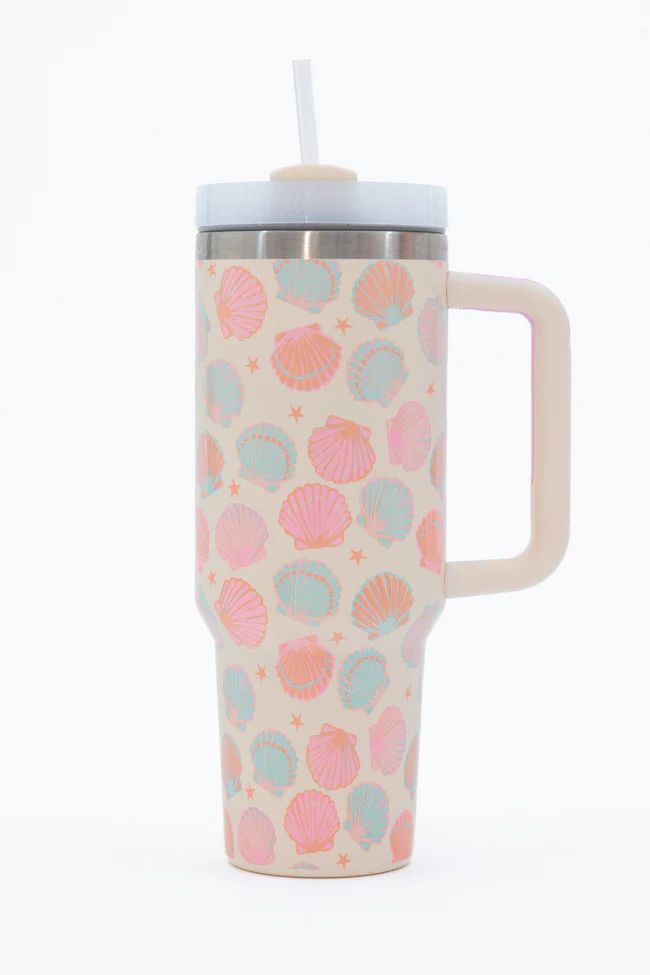 Sippin' Pretty In Shell Yeah 40 0z Drink Tumbler With Lid And Straw DOORBUSTER | Pink Lily