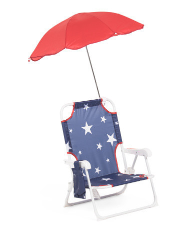 Toddler 18x22 Bold Stars Beach Chair With Cup Holder And Umbrella | TJ Maxx