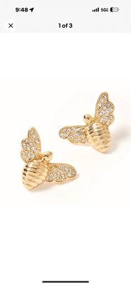 Lilly Pulitzer Bee BEEUTIFUL CRYSTAL PAVE Earrings goldtone Stud 7/8" L NWT | eBay US
