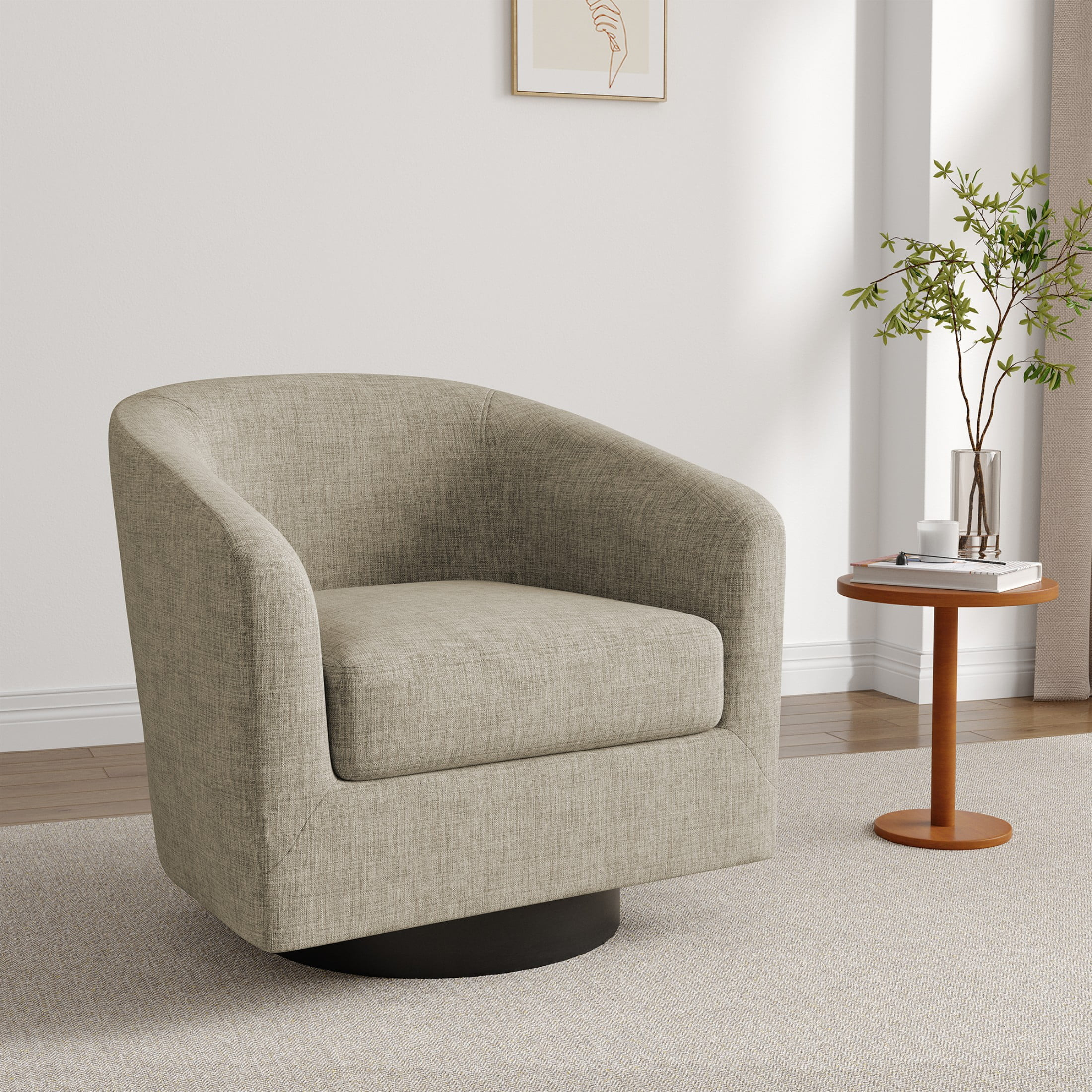 Swivel Accent Chair for Living Room Barrel Club Chair, Modern Upholstered Barrel Swivel Arm Chair... | Walmart (US)