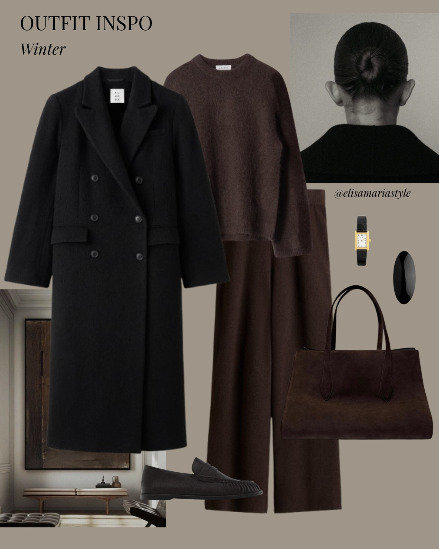 Chocolate brown mohair blend jumper, trousers, suede bag, loafers and wool coat outfit for winter 🤎

#LTKmodest #LTKworkwear #LTKbag