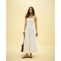 River Island Womens White Shirred Midi Dress | River Island UK & IE