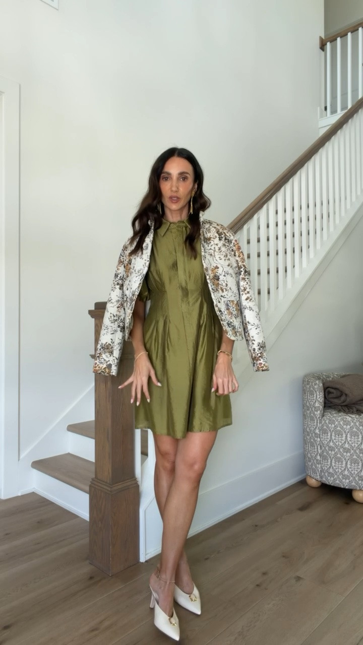 I'm wearing size XS in jacket and dress. @Tuckernuck #tuckernuckpartner

green mini dress, olive mini dress, organza mini dress, shirt mini dress, puff sleeve dress, fall mini dress, fall occasion dress, wedding guest dress, party mini dress, Tuckernuck dress

#LTKootd