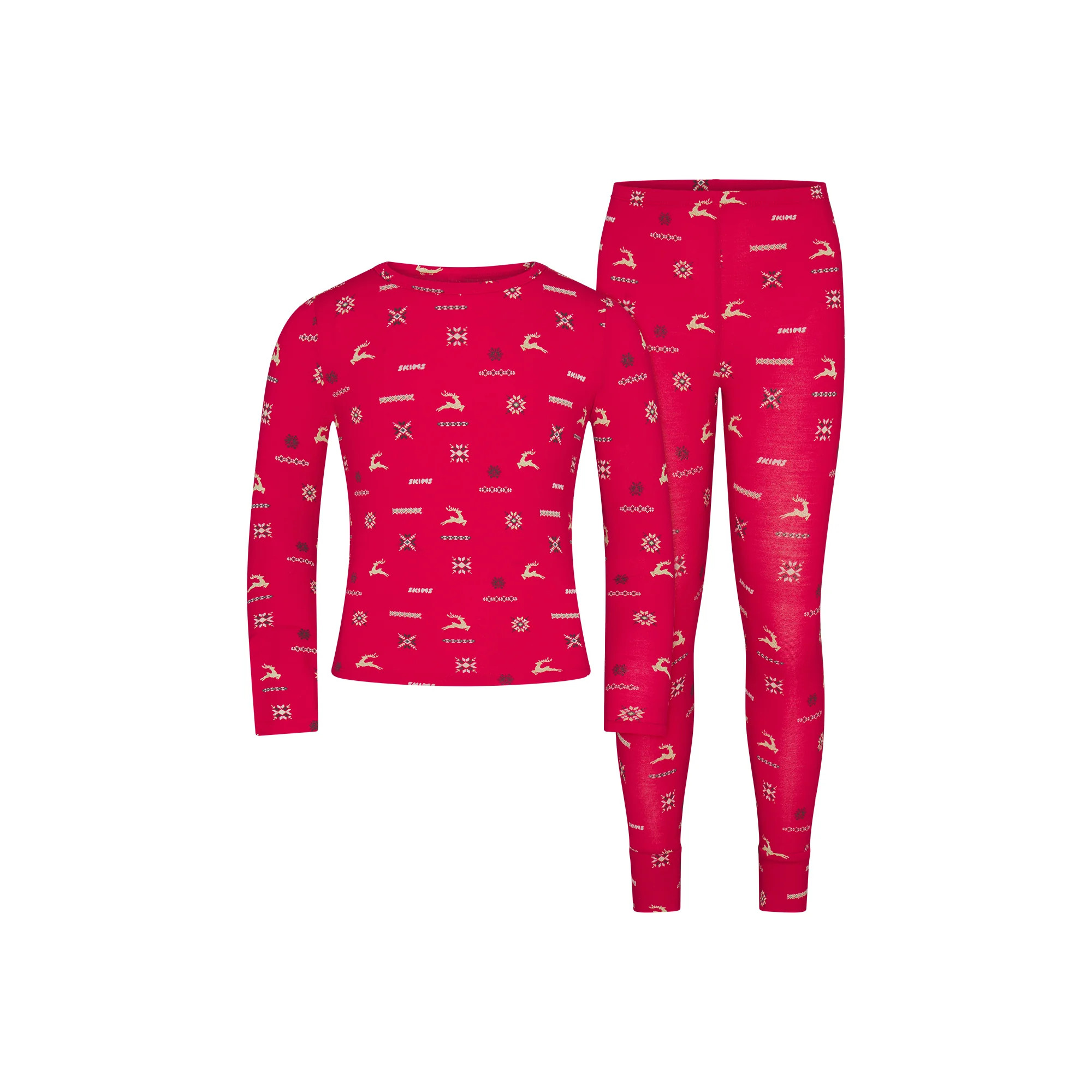 SKIMS SLEEP KIDS SLEEP SET | CRANBERRY VINTAGE DEER PRINT | SKIMS (US)