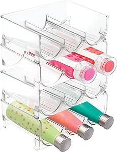 mDesign Plastic Free-Standing Stackable 3 Bottle Storage Holder Rack - Water, Wine, and Drink Org... | Amazon (US)