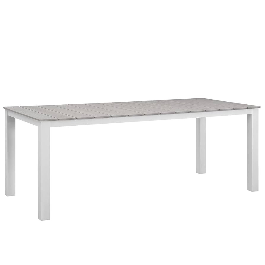 Modway EEI-1509-WHI-LGR Maine White Light Gray 80" Outdoor Patio Dining Table, Green | Amazon (US)