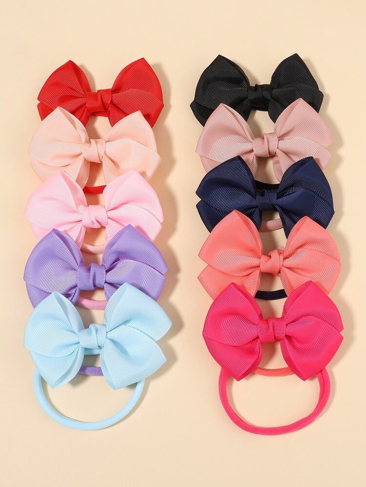 10pcs Baby Plain Bow Decor Hair Band | SHEIN