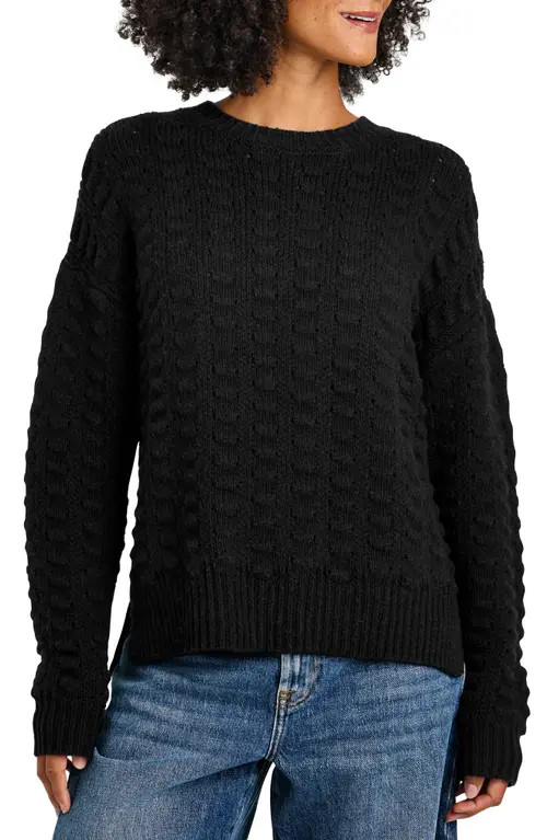 Splendid Candace Texture Crewneck Sweater in Black at Nordstrom, Size Small | Nordstrom