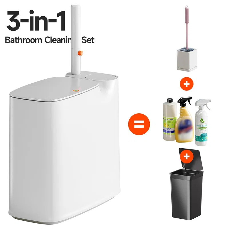JOYBOS Bathroom Trash Can Set, with Toilet Brush Holder and 12 Refills, 2 Gallon Trash Can with P... | Wayfair North America