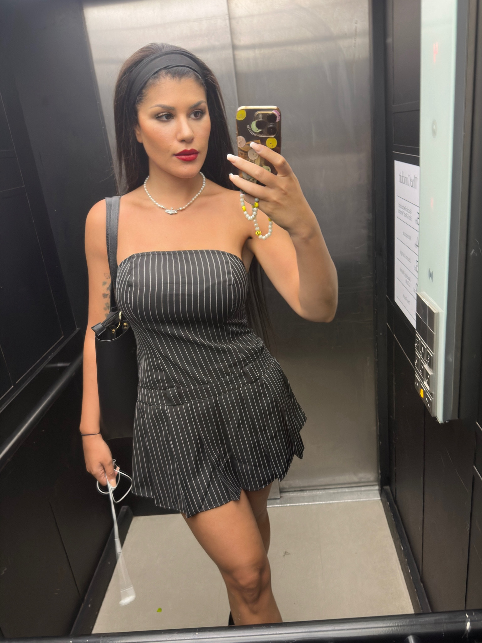 Black stripped dress. Black and white strapless dress. Midi dress , pleated hem. Preppy style. On sale! Under £10. 

Affordable fashion.  Wardrobe staple. Timeless. Gift guide idea for her. Elegant, chic look, feminine fashion, trendy look. 

Vivienne Westwood saturn pearl necklace, red lipstick. 

#LTKstyletip #LTKeurope #LTKsale