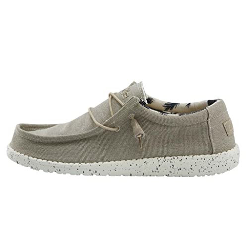 HEYDUDE Men's Wally Stretch Beige Size 9 | Men’s Shoes | Men's Lace Up Loafers | Comfortable & Light-Weight | Amazon (US)