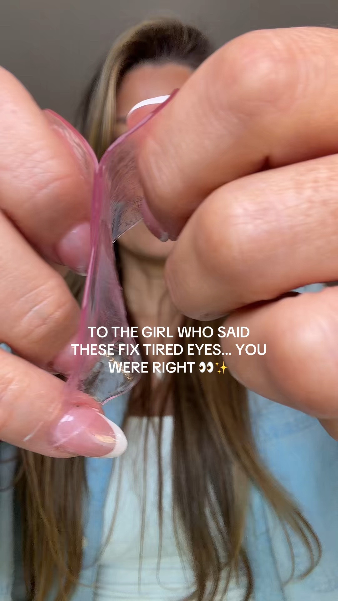 To the girl who said these fix tired eyes — YOU WERE RIGHT 🙌 The Medicube Pink PDRN Caffeine Eye Patches go on like this, pull up toward the under eye, and work on smile lines too. So much serum packed in, good for AM & PM, and helps with fine lines and wrinkles. Just launched — grab them before they go viral! Linked in my LTK! #LTKbeauty #LTKselfcare #LTKfindsunder50 

 