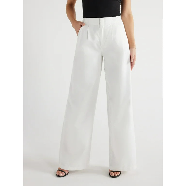 Sofia Jeans Women's Lightweight Luxe Mid Rise Wide Leg Trousers, 32" Inseam, Sizes 0-20 | Walmart (US)