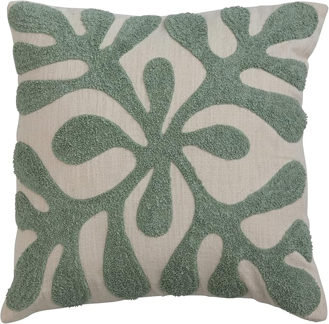 Creative Co-Op Cotton Slub Bouclé Embroidery, Cream and Sage Color Pillows, L x W x H, Cream & G... | Amazon (US)