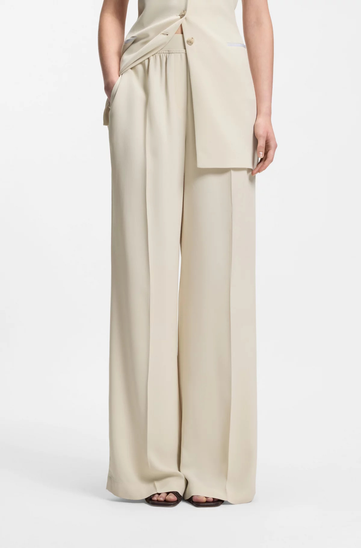 Relaxed-fit trousers in fluid crepe | HUGO BOSS AG - Australia