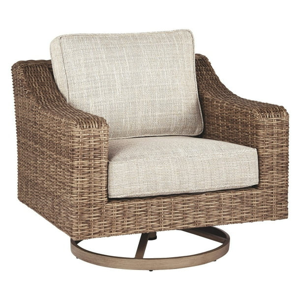 Signature Design by Ashley Beachcroft Wicker Swivel Patio Lounge Chair with Cushion - Walmart.com | Walmart (US)