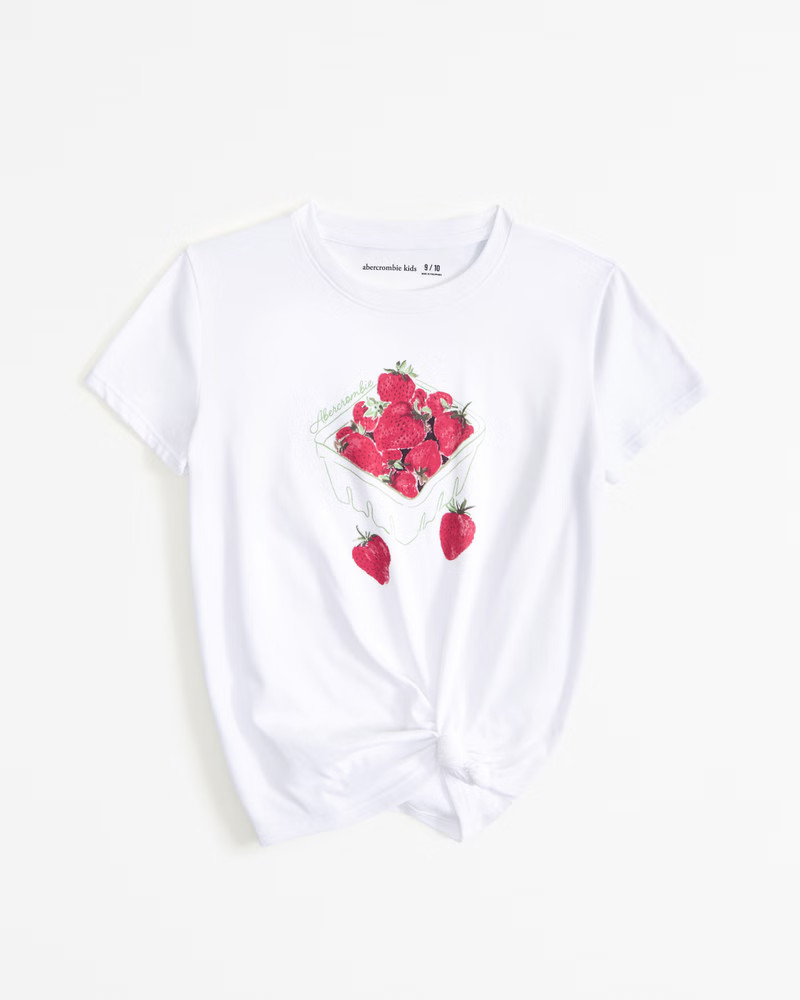 girls knot-front graphic logo tee | girls 30% off select styles | Abercrombie.com | Abercrombie & Fitch (US)