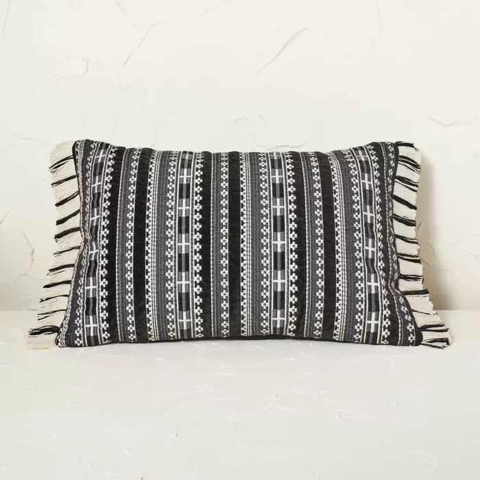 Velvet Embroidered Striped Lumbar Throw Pillow - Opalhouse™ designed with Jungalow™ | Target