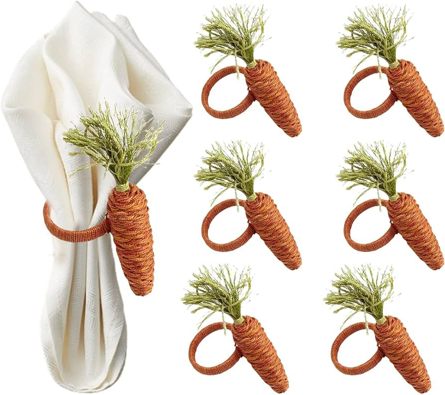 MSUIINT Easter Napkin Rings Set of 12, Carrot and Bunny Napkin Holder Napkin Buckle Easter Servie... | Amazon (US)