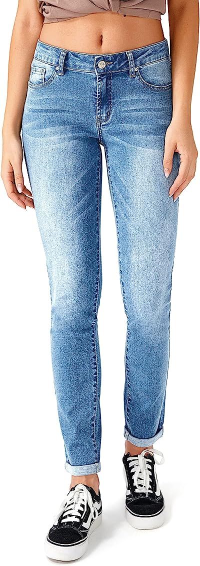 RHODANTHE Women's Ripped Skinny Jeans Stretch Boyfriend Trendy Jean Women Straight Distressed Jeans | Amazon (US)