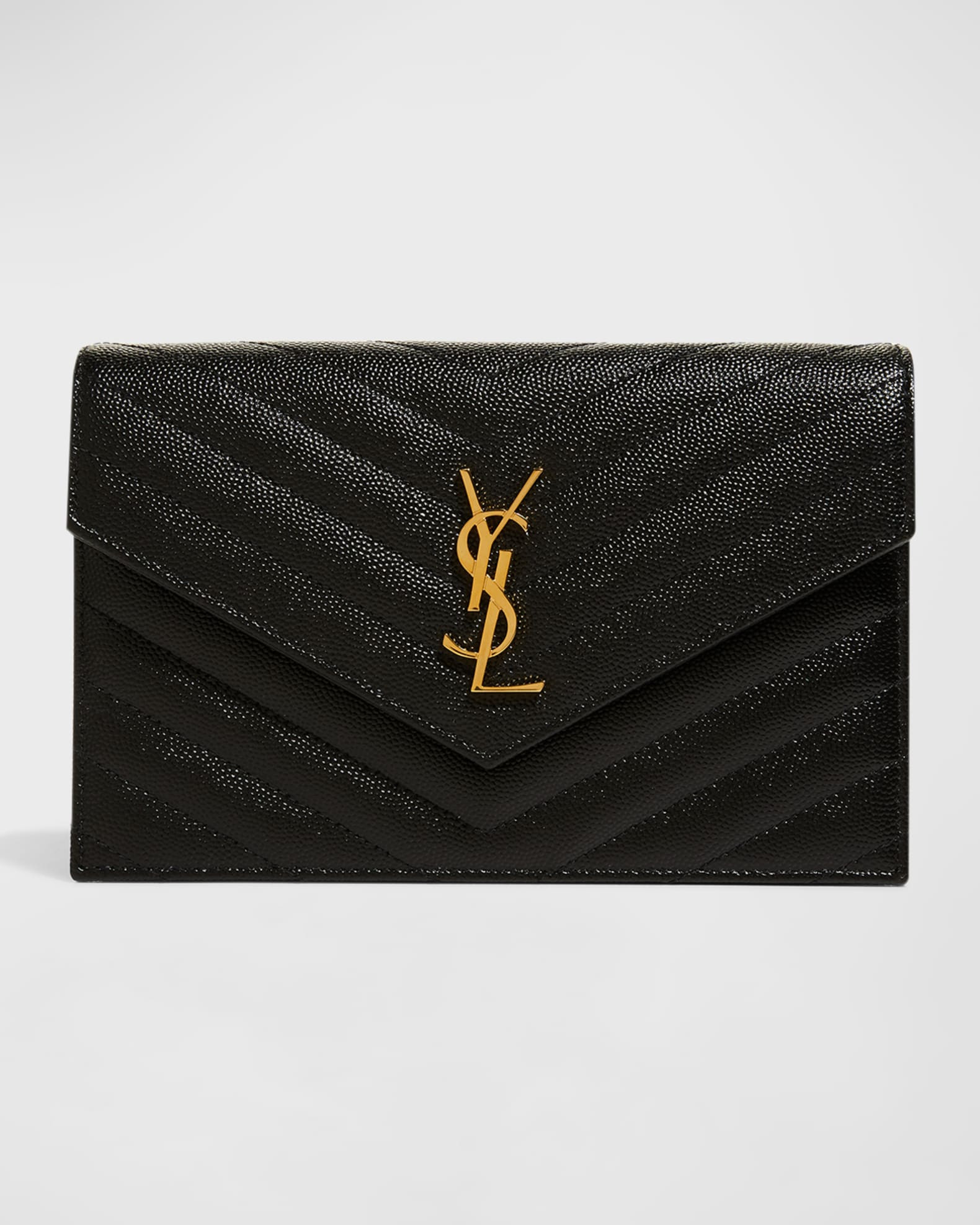 Saint Laurent Small YSL Envelope Flap Wallet on Chain | Neiman Marcus