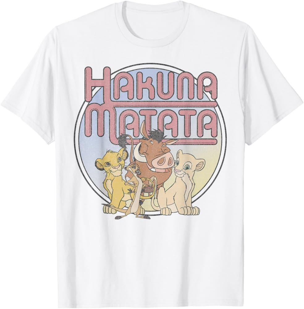 Disney Lion King Retro Hakuna Matata Simba and Friends T-Shirt | Amazon (US)