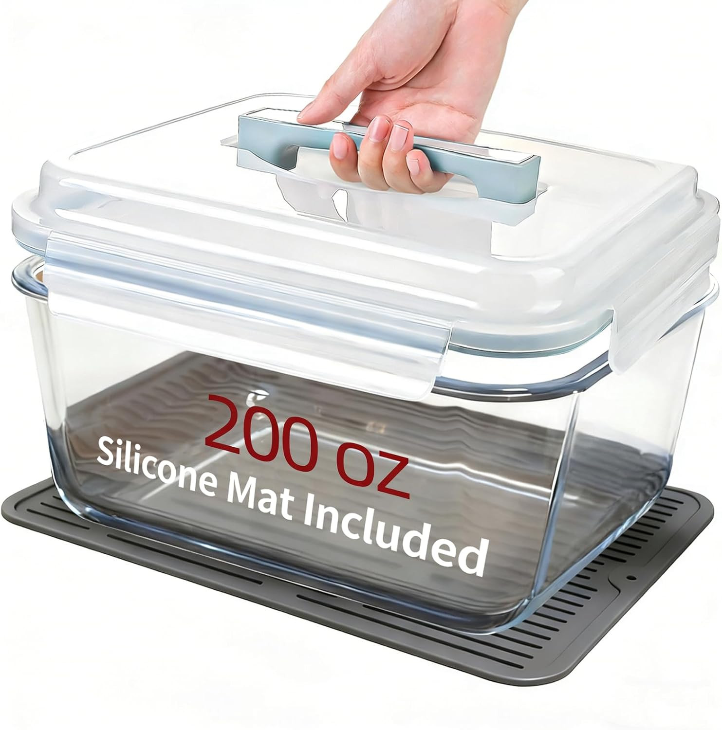 Large Glass Storage Containers with Lids 200oz/6000ml - Borosilicate Extra Large Glass Food Stora... | Amazon (US)
