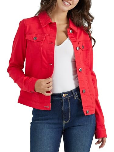 Stretch Denim Jacket, Red, Small | Amazon (US)