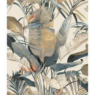 Tropical Plush Neutral Cabana Wallpaper | The Home Depot