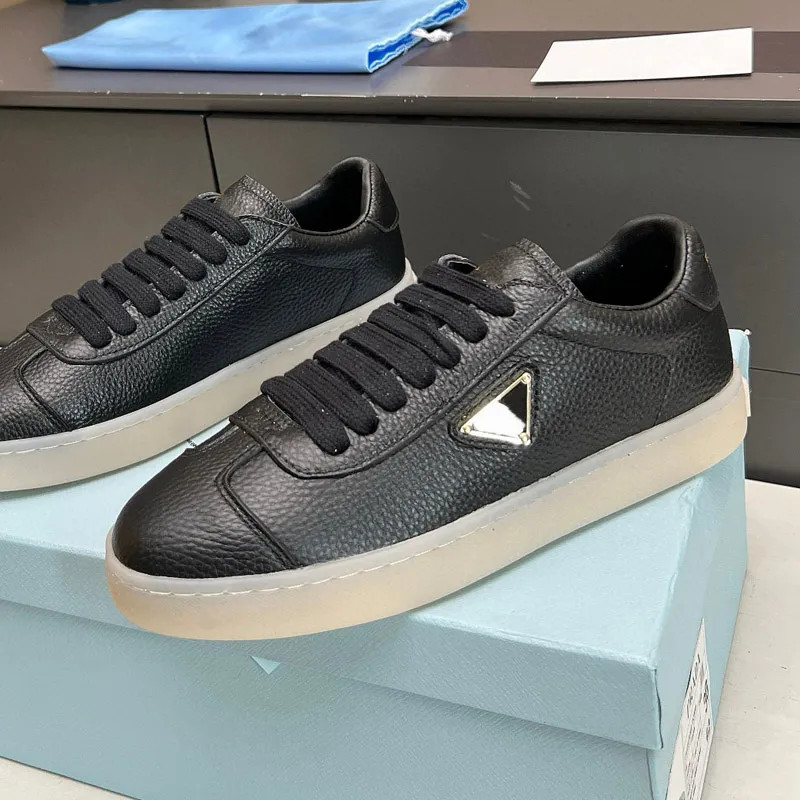 Designer leather casual shoes women luxury side enameled metal triangle logo Foam light rubber so... | DHGate