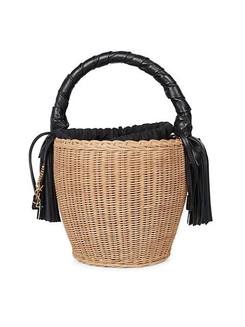 Panier Leather-Trimmed Straw Bucket Bag | Saks Fifth Avenue