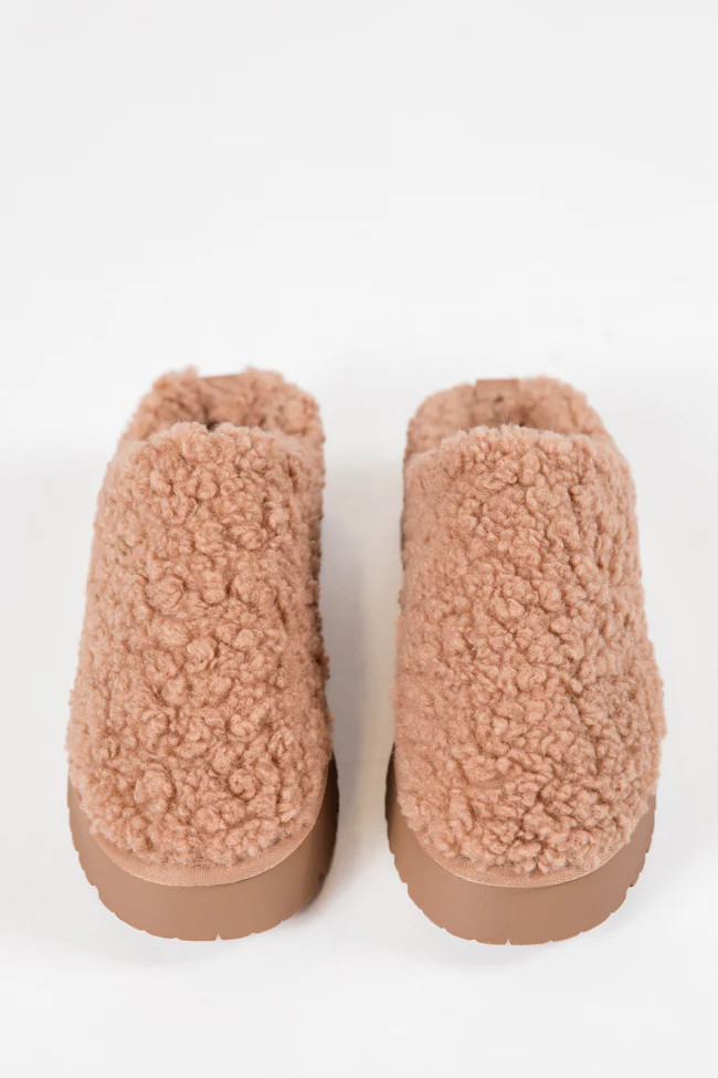 Tilly Camel Sherpa Platform Slipper | Pink Lily