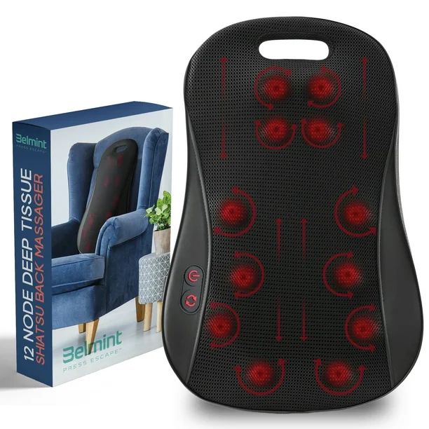 Belmint Full Back Massager with Heat, 12 Deep-Kneading Massage Nodes for Upper and Lower Back - W... | Walmart (US)