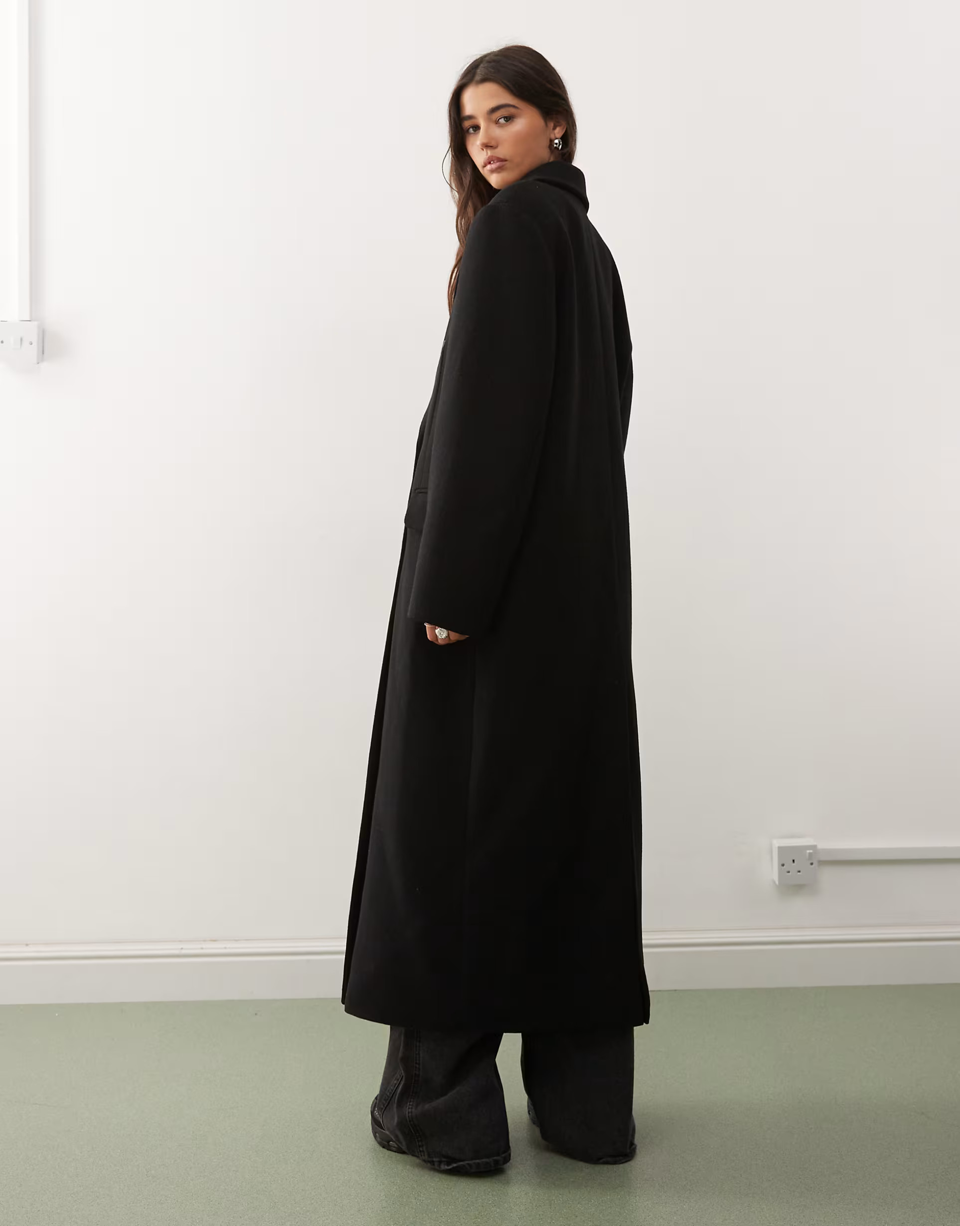 Weekday Logan wool blend oversized double breasted coat in black | ASOS (Global)