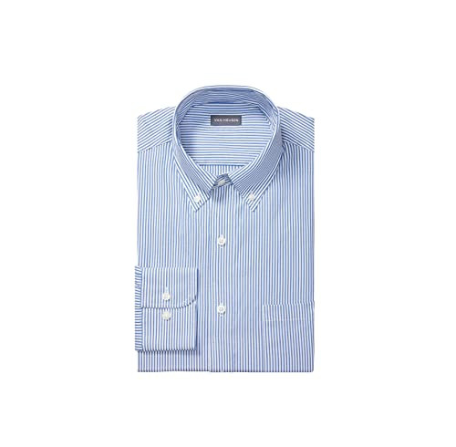 Van Heusen Men's Pinpoint Regular Fit Stripe Button Down Collar Dress Shirt, Blue, 17" Neck 36"-37" Sleeve | Amazon (US)