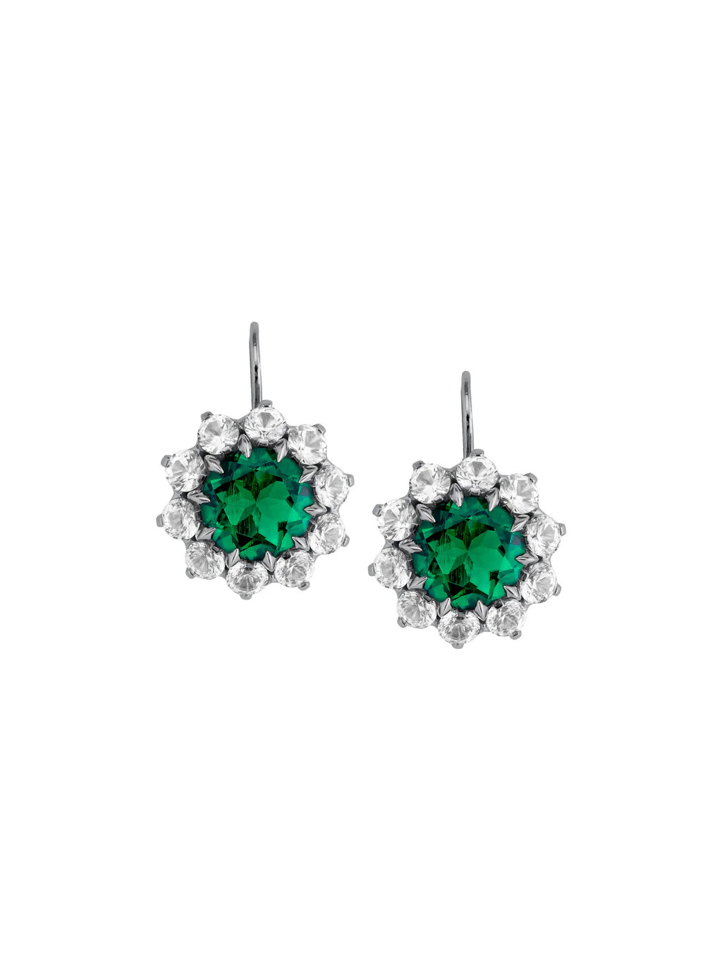 GWEN, LAB EMERALD SILVER DROP EARRINGS | Dorsey