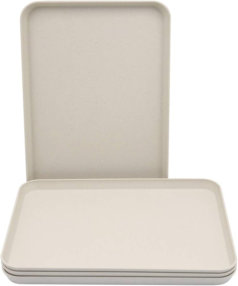 4PCS 4Colors Large Wheat Straw Tray Set, Unbreakable Lightweight Dinner Dishes for Restaurant, Mi... | Amazon (US)