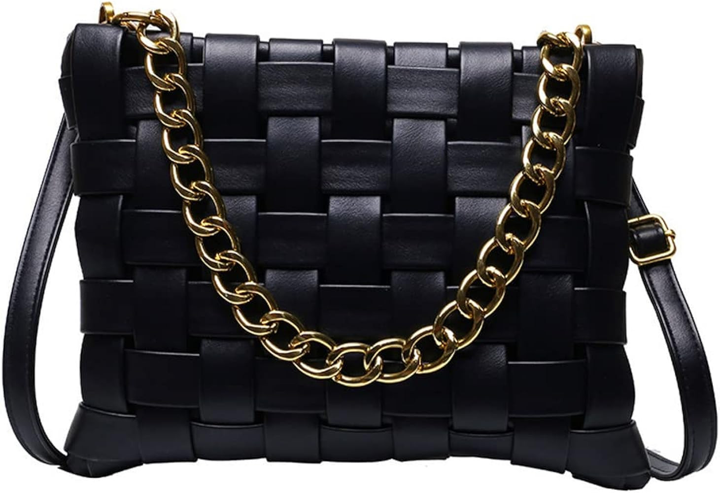 YP Women Large Crossbody Bag Woven Envelope Purses Pu Leather Shoulder Handbags with Chain Strap | Amazon (US)