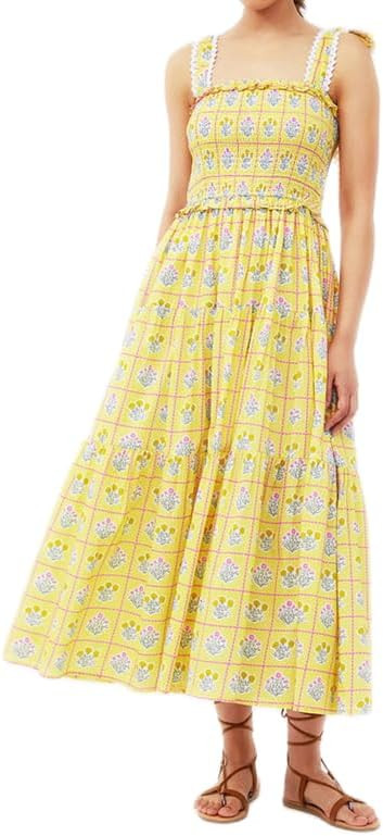 NUFIWI Womens Tie Shoulder Graphic Boho Maxi Dress Sleeveless Flowy Tiered A Line Dress Summer Vo... | Amazon (US)