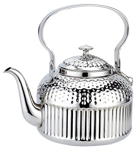 SANQIAHOME Antique 1.5L (50Oz) Stainless Steel Teapot with Infuser Silver | Amazon (US)