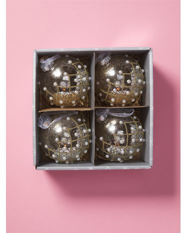 4pc 4in Diameter Glass Bubble Ornaments | HomeGoods