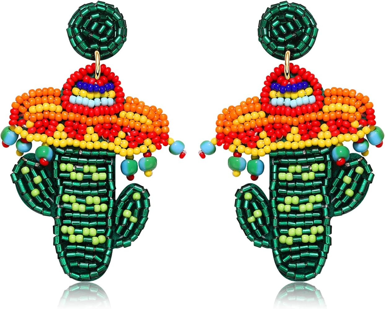 Cinco De Mayo Earrings for Women Colorful Beaded Fiesta Pinata Drop Dangle Earrings Statement Par... | Amazon (US)