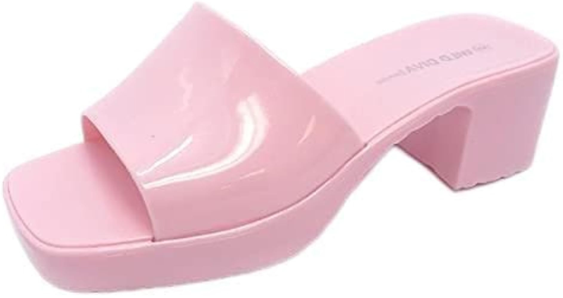 Wild Diva Karis-01 Women's Jelly Block Heel Mule Slide | Amazon (US)