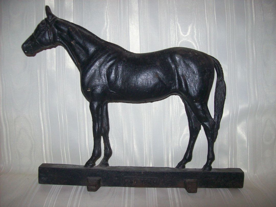 Vintage 1949 Cast Iron Black HORSE hunter DOORSTOP - Etsy | Etsy (US)